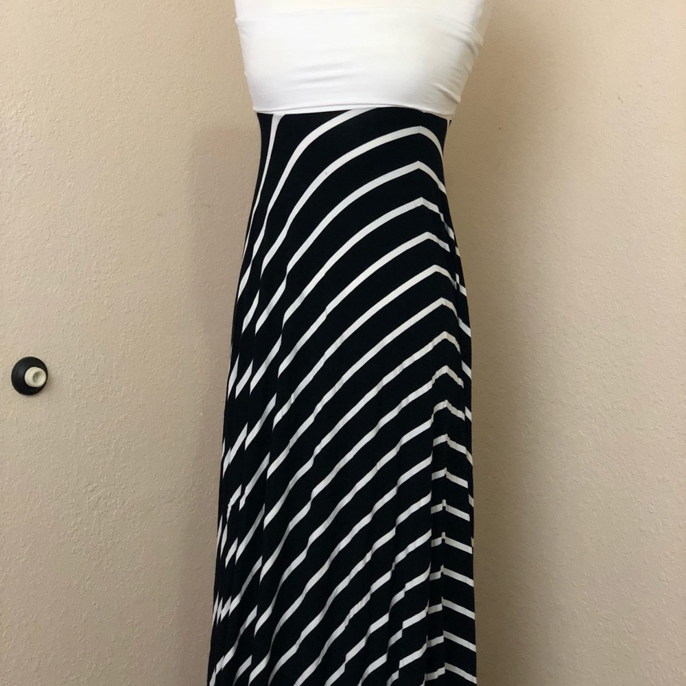 Black and white striped maxi dress
